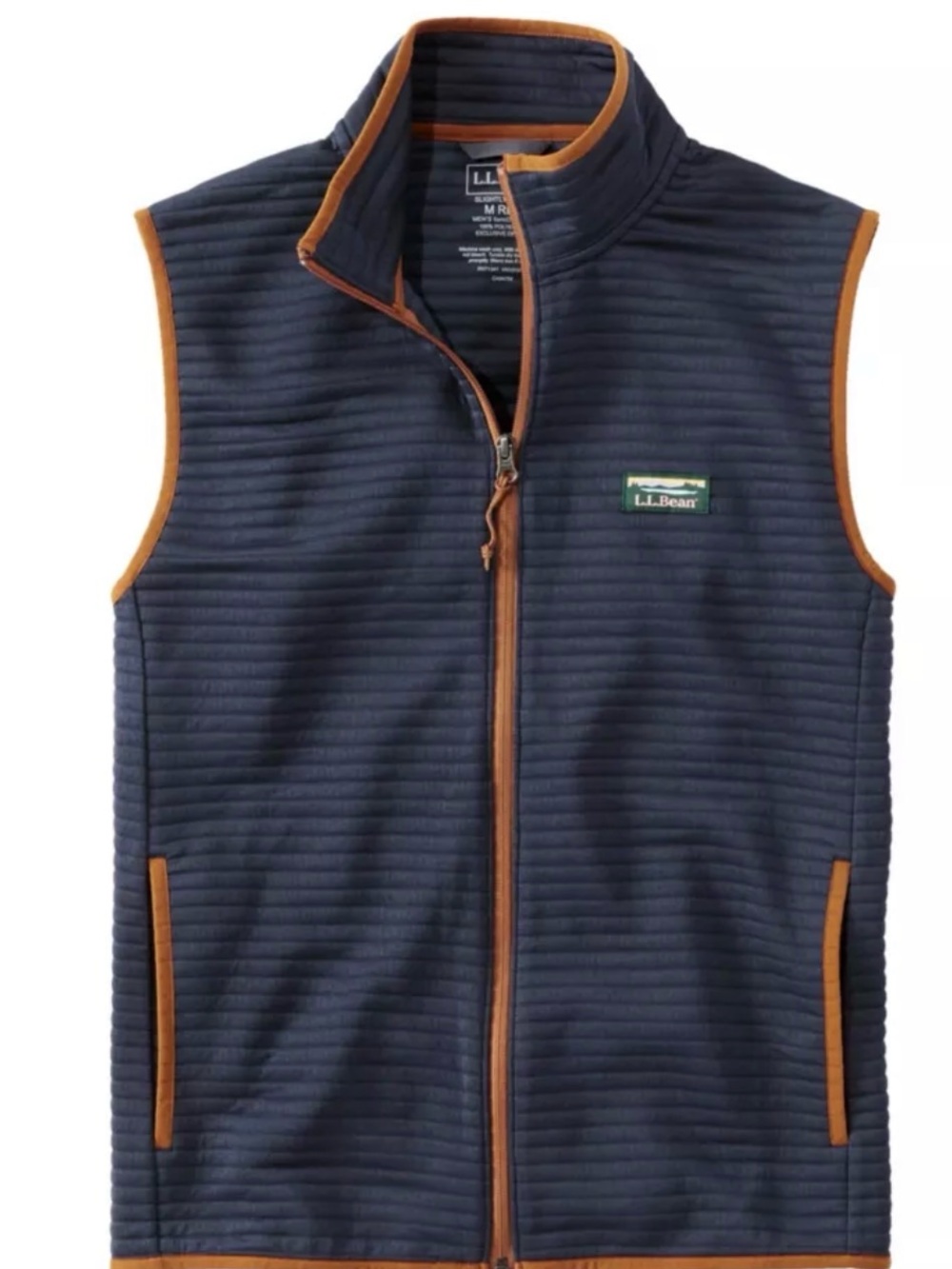 NWT- L.L. Bean Men’s Airlight Quilted Vest with Tan Trim. Size L